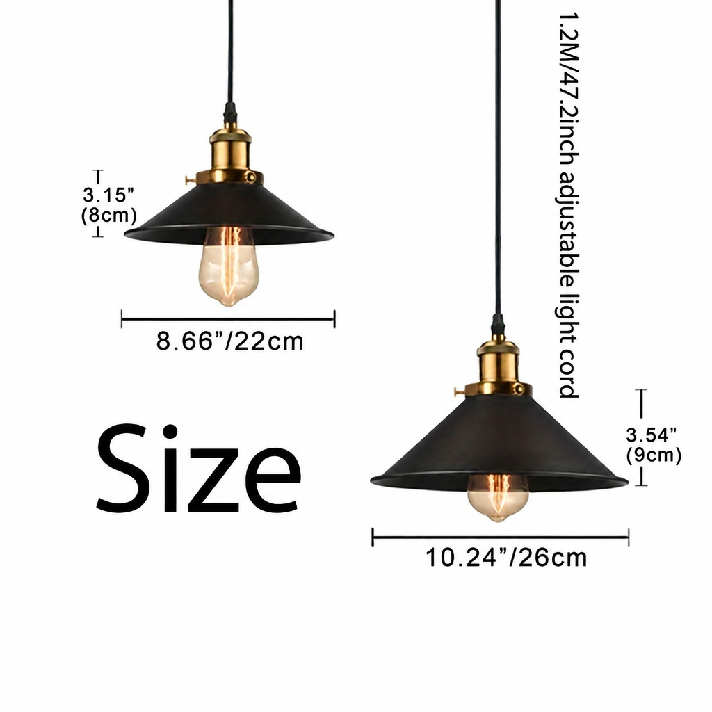Dimensions of the industrial cone pendant light