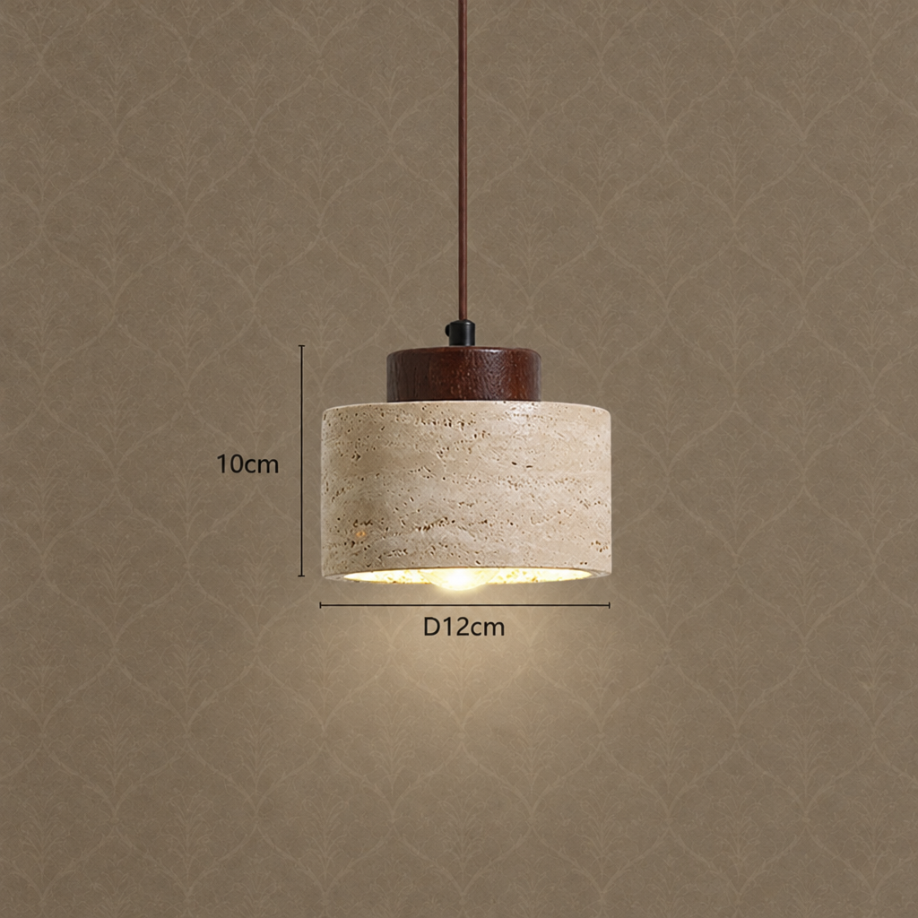 Short travertine pendant light dimensions 12 x 10 cm