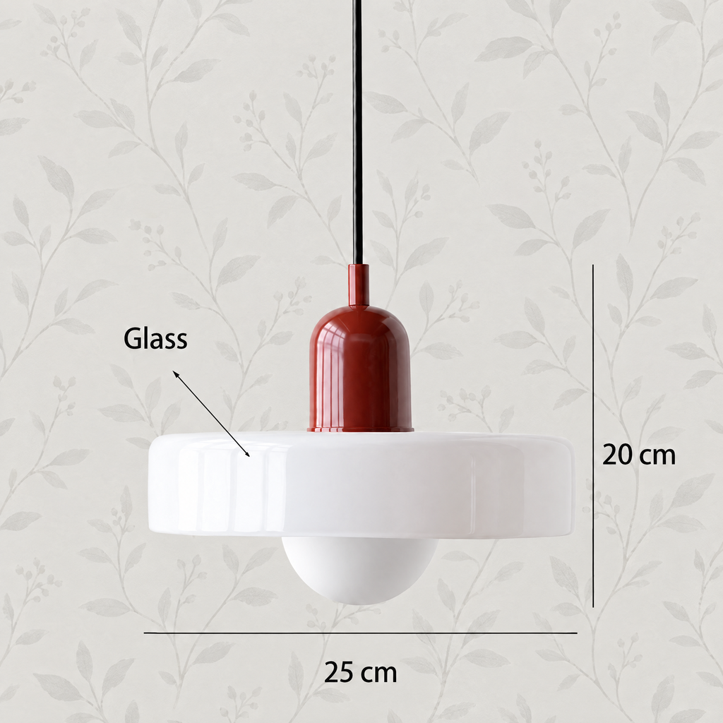 Glass disc pendant light White / Burgundy
