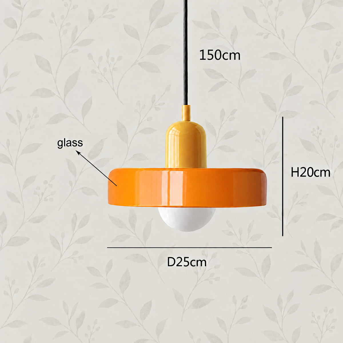 Glass disc pendant light Orange / Yellow