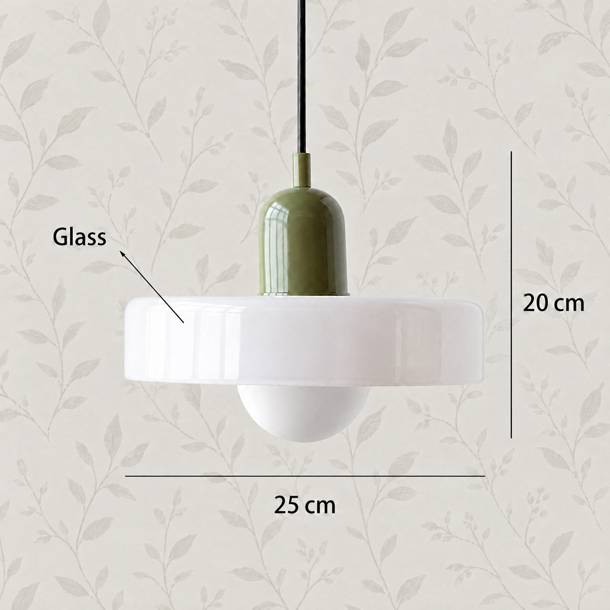Glass disc pendant light White / Dark green