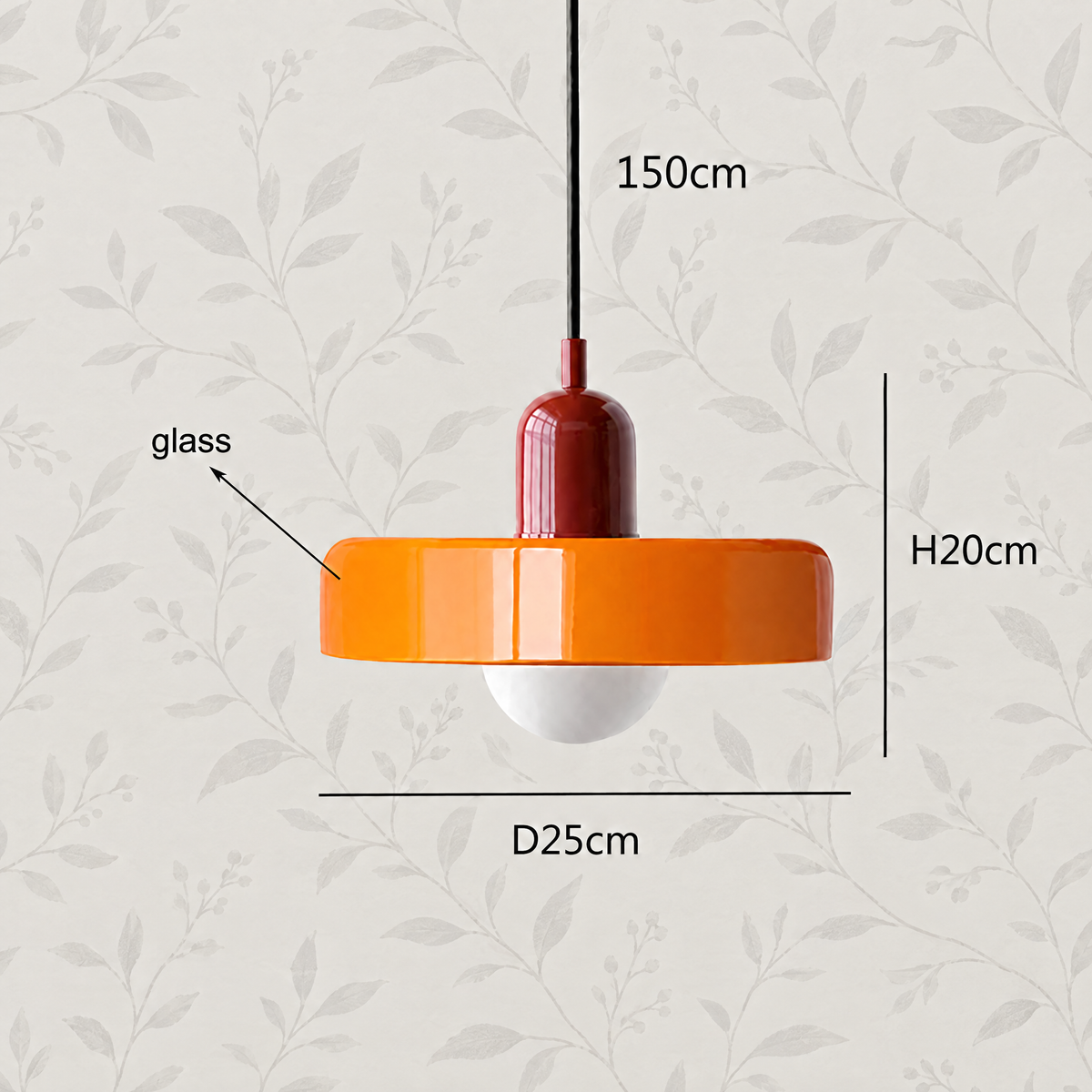 Glass disc pendant light Orange / Burgundy