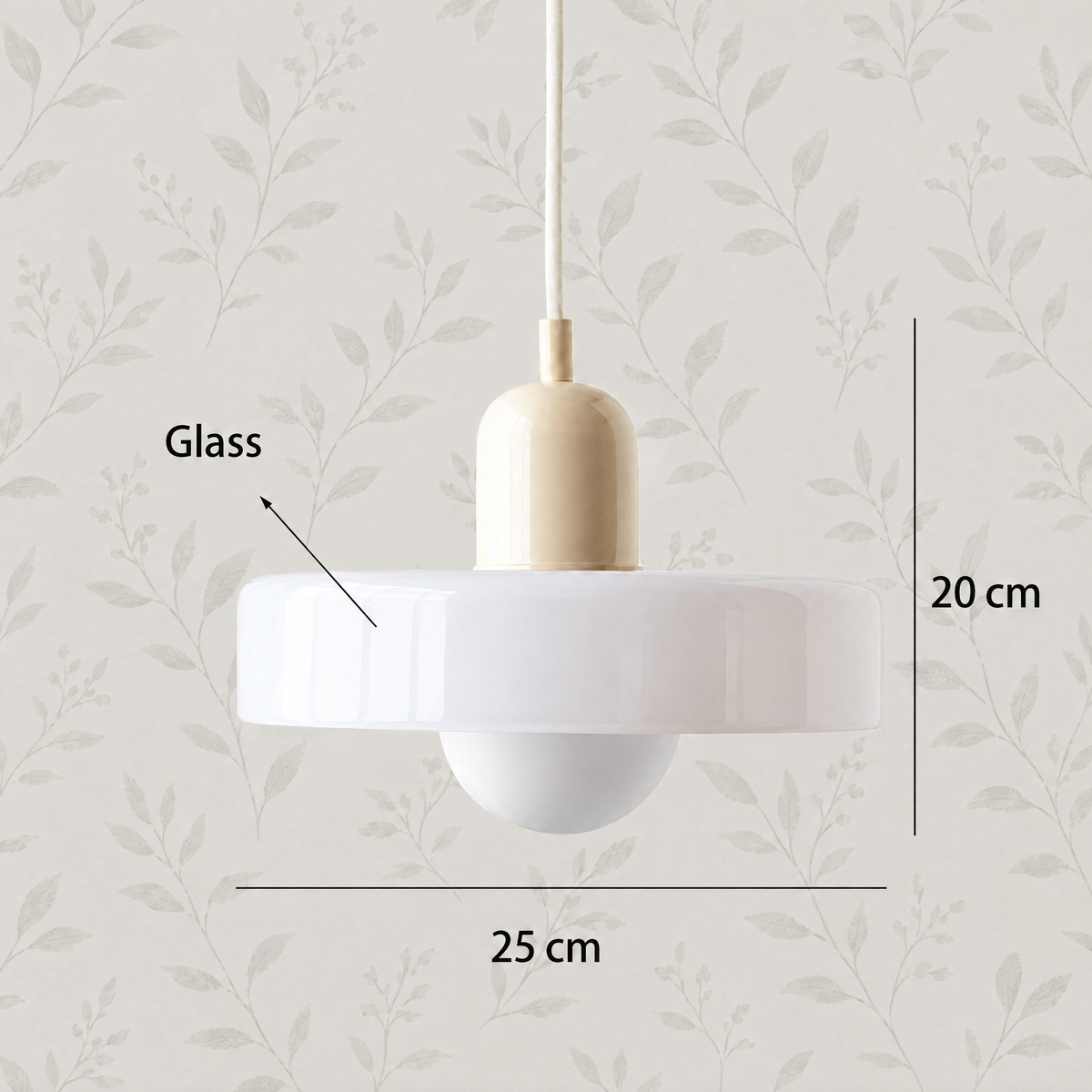 Glass disc pendant light White / Beige