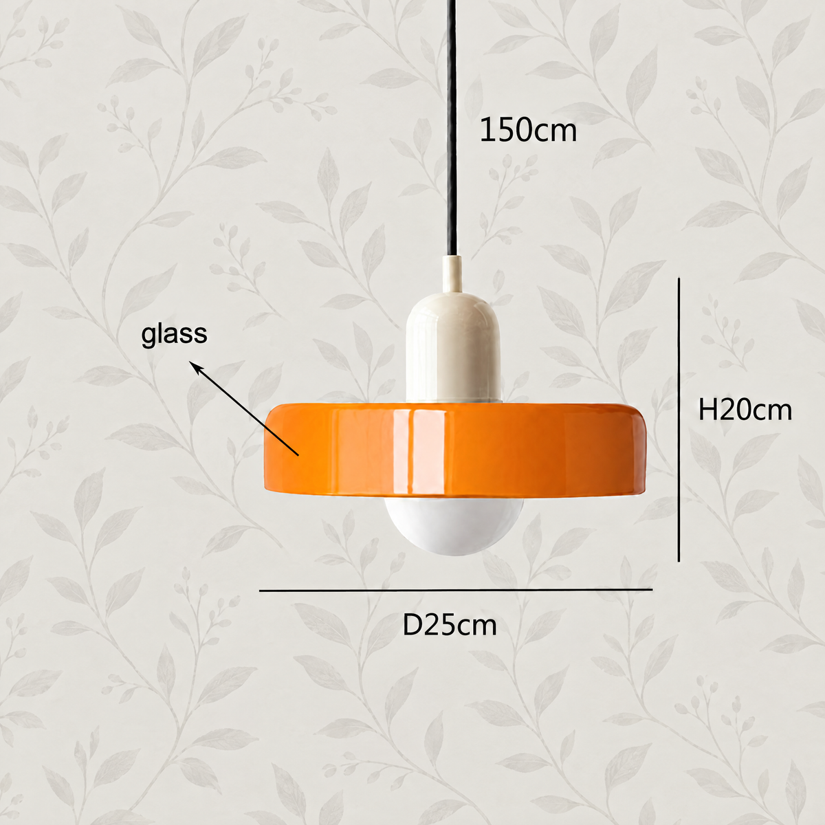 Glass disc pendant light Orange / Beige