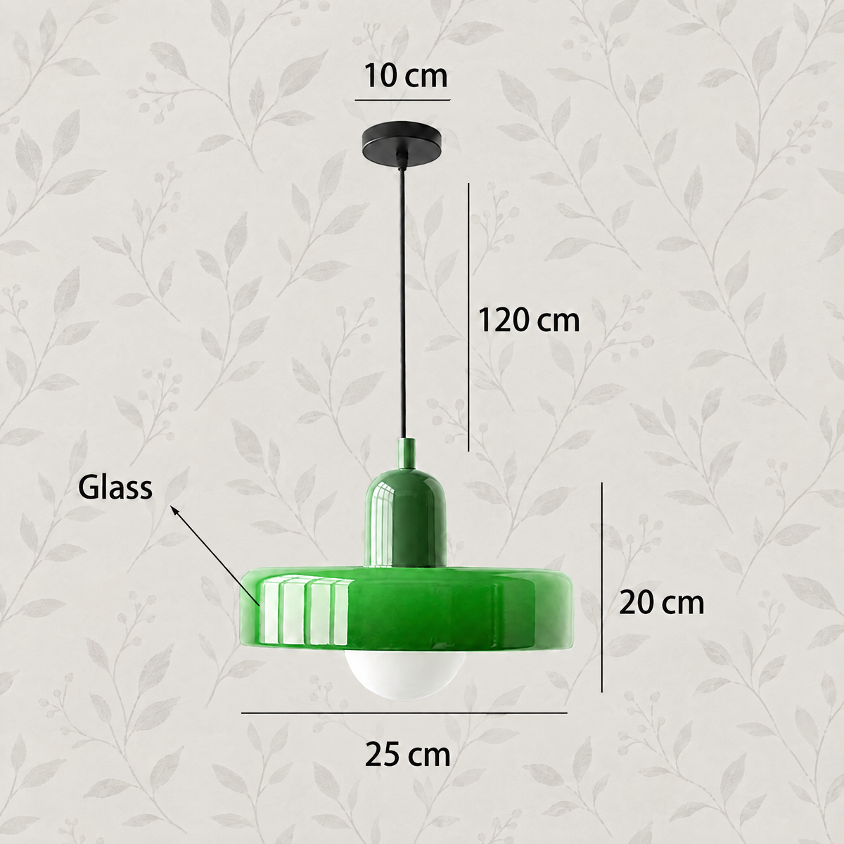 Glass disc pendant light Green / Dark green