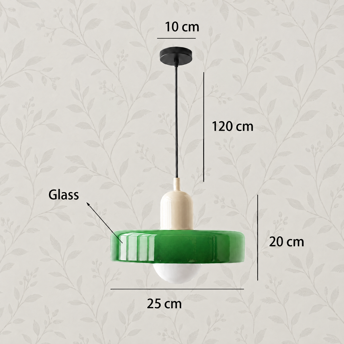 Glass disc pendant light Green / Beige