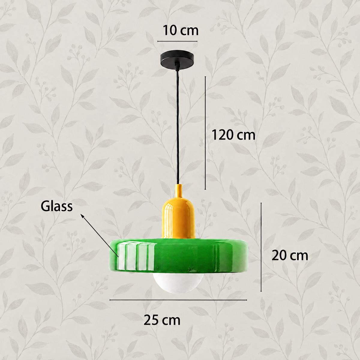 Glass disc pendant light Green / Yellow