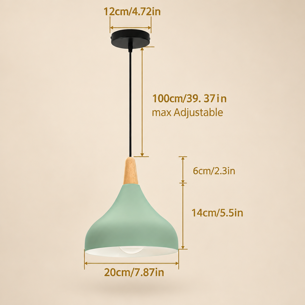 Dimensions of the teardrop pendant light