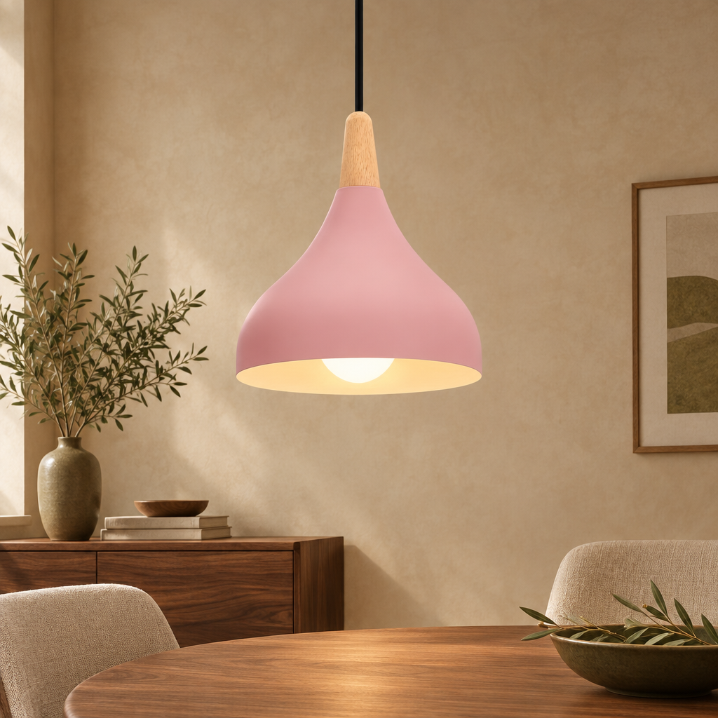 Teardrop pendant light in soft pink