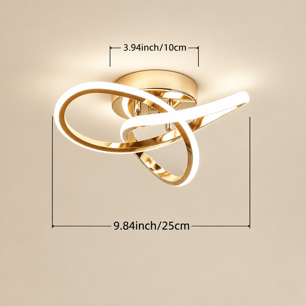 Gold knot LED ceiling light dimensions
