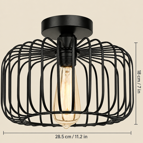 Black wire cage ceiling light dimensions