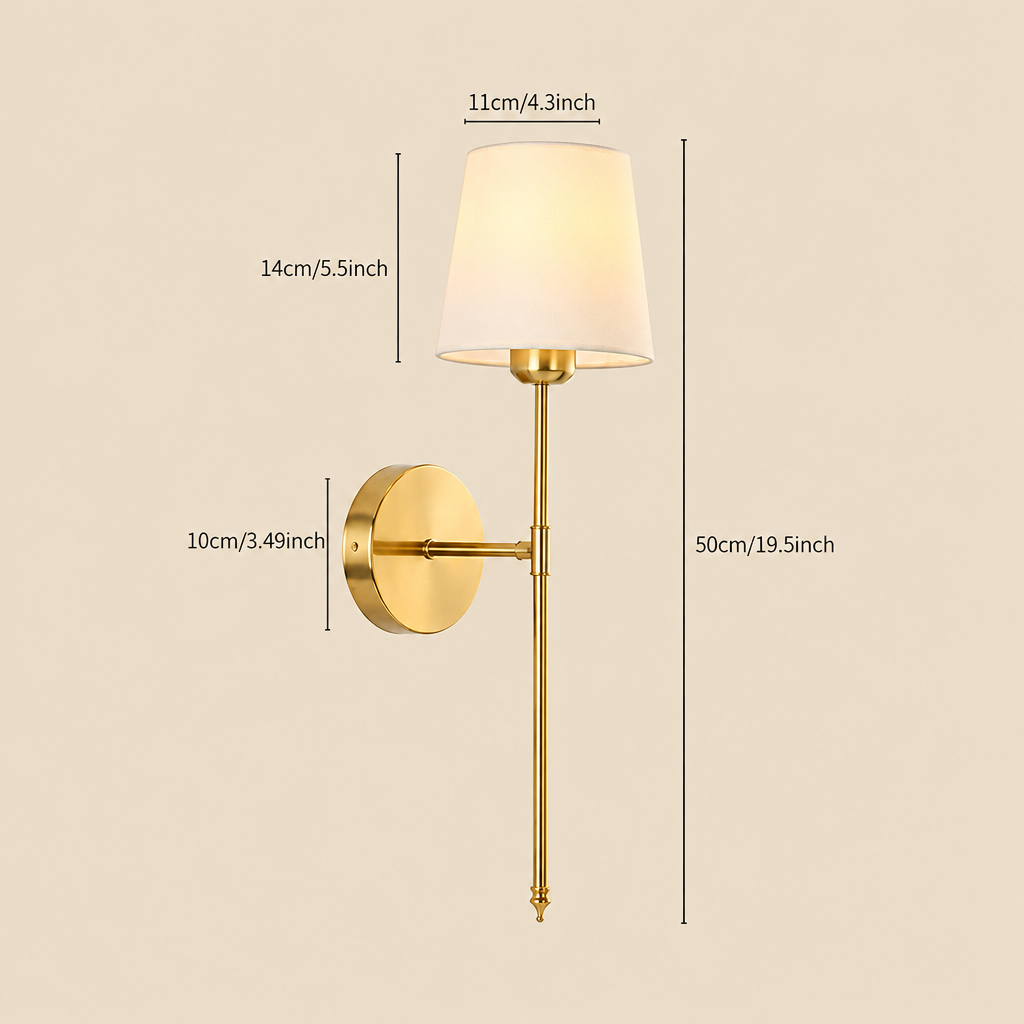 Fabric-shade wall light dimensions
