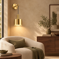 Cordless rechargeable wall light in gold