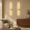 Pair of gold 50 cm cordless linear LED wall lights