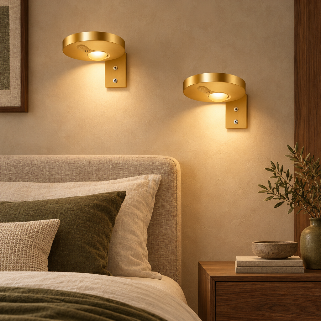 Gold picture lights, set of 2