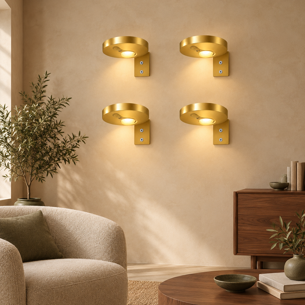 Gold picture lights, set of 4