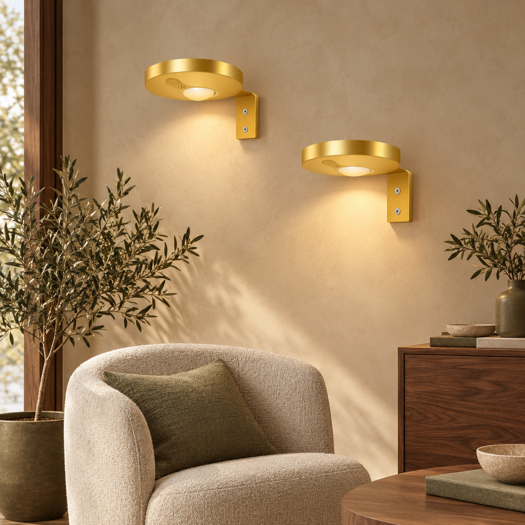 Gold picture lights with remote