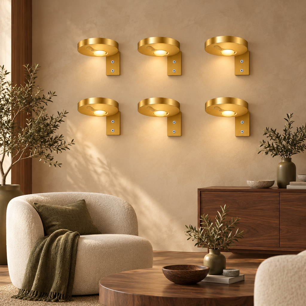 Gold picture lights, set of 6
