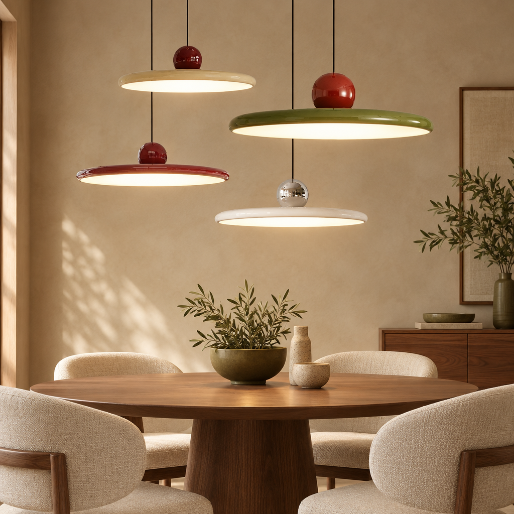 Saucer pendants in different colours