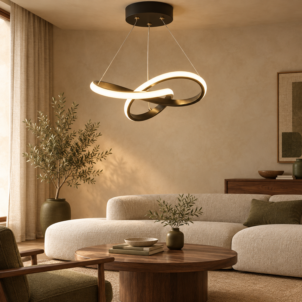 Black twisted ring LED pendant light